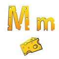 M, swiss vector Alphabet made of Cheese